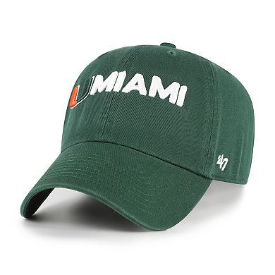 Men's '47 Green Miami Hurricanes Clean Up Adjustable Hat