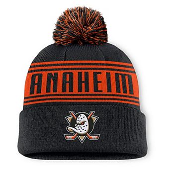 Men's Fanatics Black Anaheim Ducks Fundamental Cuffed Knit Hat with Pom