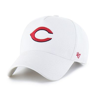 Men's '47 White Cincinnati Reds Foundational Pinch Offside Adjustable Hat