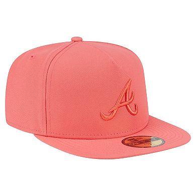 Men's New Era Coral Atlanta Braves Color Pack A-Frame 59FIFTY Fitted Hat