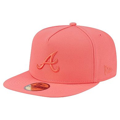 Men's New Era Coral Atlanta Braves Color Pack A-Frame 59FIFTY Fitted Hat