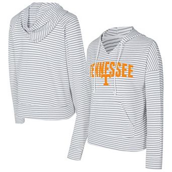 Men's Concepts Sport White/Gray Tennessee Volunteers French Terry Striped V-Neck Pullover Hoodie