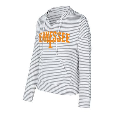 Men's Concepts Sport White/Gray Tennessee Volunteers French Terry Striped V-Neck Pullover Hoodie