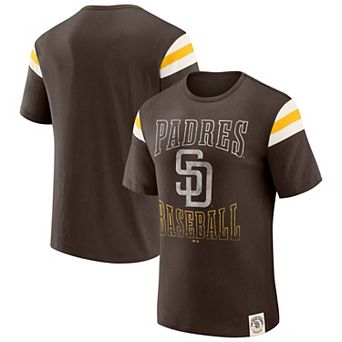 Men's Darius Rucker Collection by Fanatics Brown San Diego Padres Distressed Sleeve Stripe T-Shirt