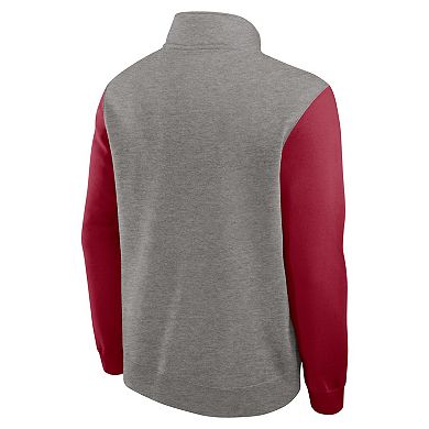 Men's Nike Heather Gray/Cardinal Stanford Cardinal Club Fleece Half-Zip Pullover