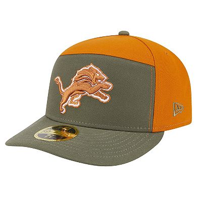Men's New Era Olive/Brown Detroit Lions Two-Tone Color Pack Split Panel 59FIFTY Fitted Hat