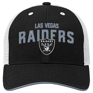 Youth Outerstuff Black Las Vegas Raiders Core Lockup Trucker Adjustable Hat