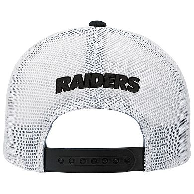 Youth Outerstuff Black Las Vegas Raiders Core Lockup Trucker Adjustable Hat
