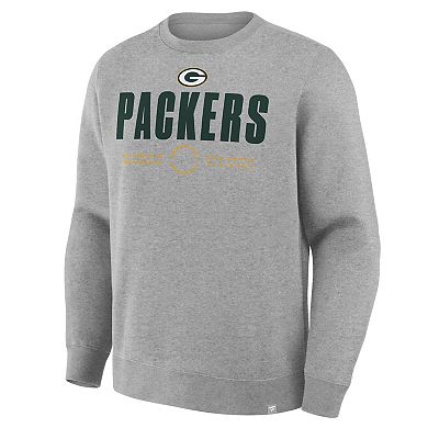 Men's Fanatics Heather Gray Green Bay Packers Direct Handoff Legacy Pullover Sweatshirt