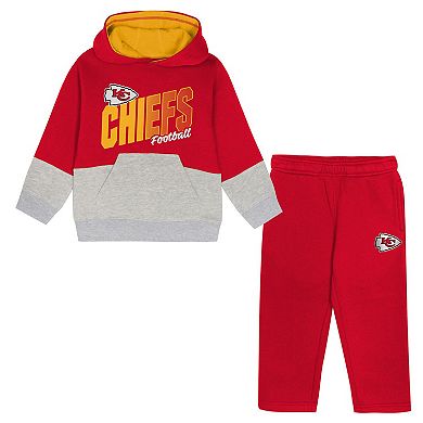 Toddler Outerstuff Red Kansas City Chiefs Lineman Fleece Hoodie & Pants Set