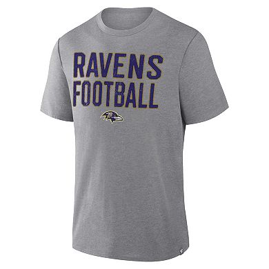 Men's Fanatics Heather Gray Baltimore Ravens First Down Tribute Tri-Blend T-Shirt