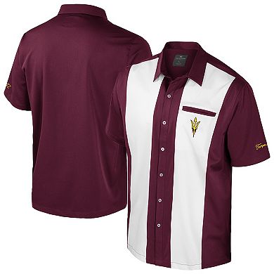 Men's Colosseum Maroon Arizona State Sun Devils Strike Bowling Button-Up Shirt