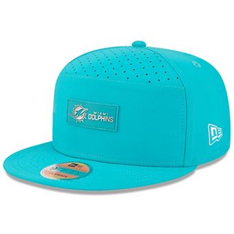 Men's New Era Aqua Miami Dolphins 2025 Sideline Split Panel 9FIFTY Snapback Hat