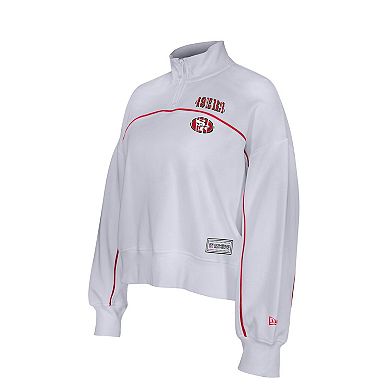 Women's New Era White San Francisco 49ers Functional Fandom Quarter-Zip Sweatshirt