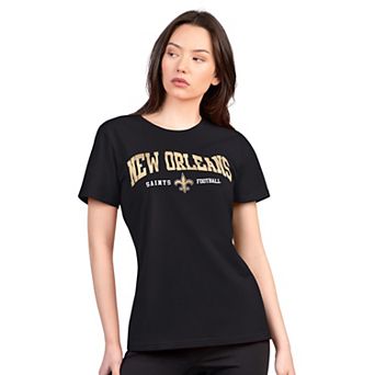 Women's G-III 4Her by Carl Banks Black New Orleans Saints Super-Slim Lightweight Winning Crew T-Shirt