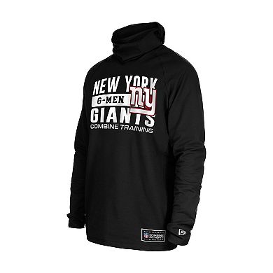 Men's New Era Black New York Giants Functional Fandom Balaclava Helmet Stripe Tri-Blend Hoodie