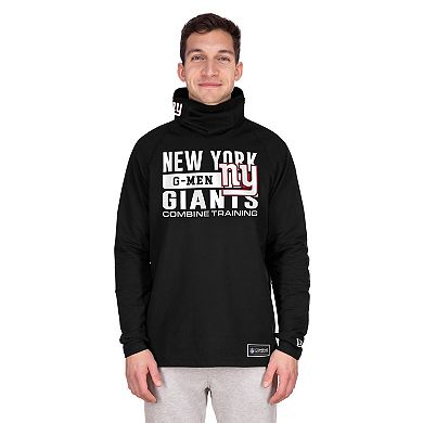 Men's New Era Black New York Giants Functional Fandom Balaclava Helmet Stripe Tri-Blend Hoodie
