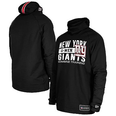 Men's New Era Black New York Giants Functional Fandom Balaclava Helmet Stripe Tri-Blend Hoodie