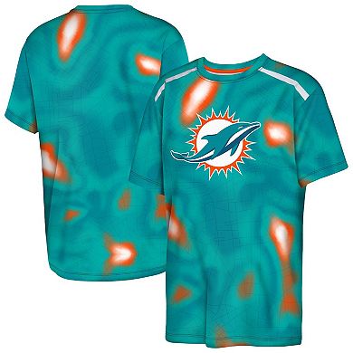 Youth Outerstuff Aqua Miami Dolphins End Zone Dri-Tek T-Shirt