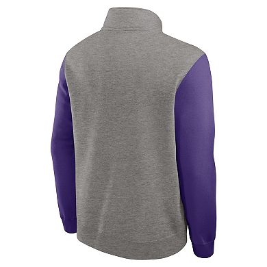 Men's Nike Heather Gray/Purple LSU Tigers Club Fleece Half-Zip Pullover