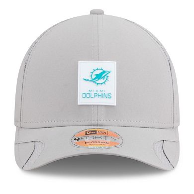 Men's New Era Gray Miami Dolphins 2025 Sideline M-Crown 9FORTY Adjustable Hat