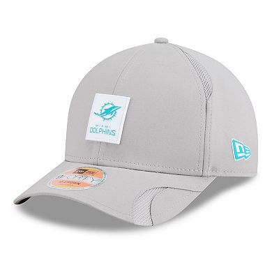 Men's New Era Gray Miami Dolphins 2025 Sideline M-Crown 9FORTY Adjustable Hat