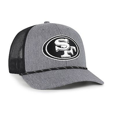 Men's '47 Heather Charcoal San Francisco 49ers Carbon Rope Trucker Adjustable Hat