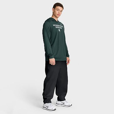 Men's Nike Green Michigan State Spartans 2025 Sideline Dri-FIT Long Sleeve Hoodie T-Shirt