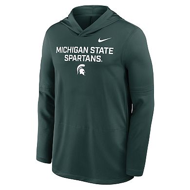Men's Nike Green Michigan State Spartans 2025 Sideline Dri-FIT Long Sleeve Hoodie T-Shirt