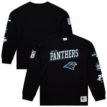 Men's Mitchell & Ness Black Carolina Panthers Training Camp Vintage Logos Long Sleeve T-Shirt