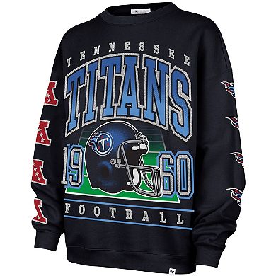 Women's '47 Navy Tennessee Titans Go Big Oversized Pullover Sweatshirt