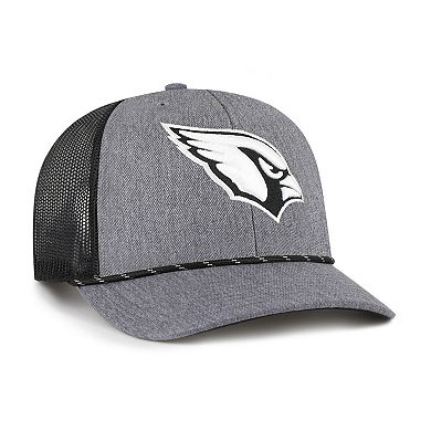 Men's '47 Heather Charcoal Arizona Cardinals Carbon Rope Trucker Adjustable Hat