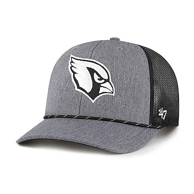 Men's '47 Heather Charcoal Arizona Cardinals Carbon Rope Trucker Adjustable Hat