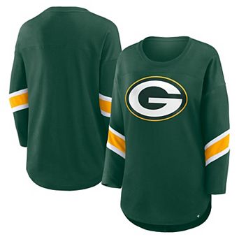 Women's Fanatics Green Green Bay Packers Redzone Clear Dimple Long Sleeve 3/4-Sleeve T-Shirt