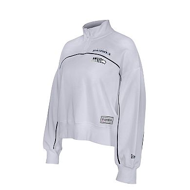Women's New Era White Seattle Seahawks Functional Fandom Quarter-Zip Sweatshirt