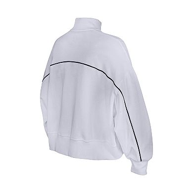 Women's New Era White Seattle Seahawks Functional Fandom Quarter-Zip Sweatshirt