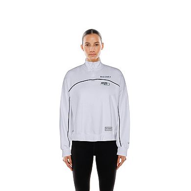 Women's New Era White Seattle Seahawks Functional Fandom Quarter-Zip Sweatshirt