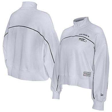 Women's New Era White Seattle Seahawks Functional Fandom Quarter-Zip Sweatshirt