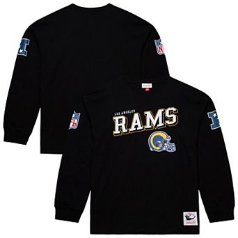 Men's Mitchell & Ness Black Los Angeles Rams Training Camp Vintage Logos Long Sleeve T-Shirt