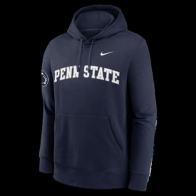 Men's Nike Navy Penn State Nittany Lions 2025 Sideline Club Fleece Pullover Hoodie