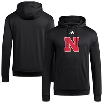 Men's adidas Black Nebraska Huskers Locker Logo Fleece Pullover Hoodie