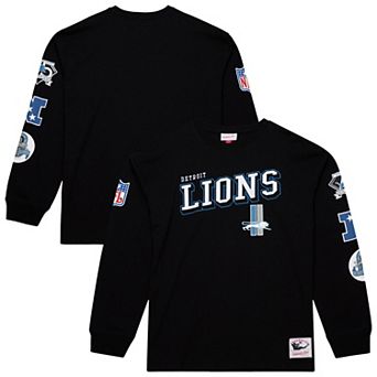 Men's Mitchell & Ness Black Detroit Lions Training Camp Vintage Logos Long Sleeve T-Shirt