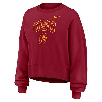 Women's Nike Cardinal USC Trojans Oversized Phoenix Arch Pullover Sweatshirt