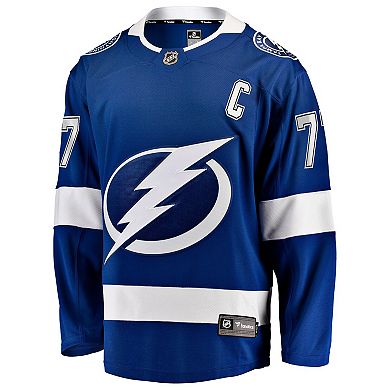 Men's Fanatics Victor Hedman Blue Tampa Bay Lightning Home Captain Patch Breakaway Jersey