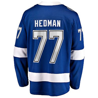 Men's Fanatics Victor Hedman Blue Tampa Bay Lightning Home Captain Patch Breakaway Jersey