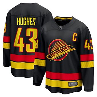 Men's Fanatics Quinn Hughes Black Vancouver Canucks Alternate Breakaway Jersey
