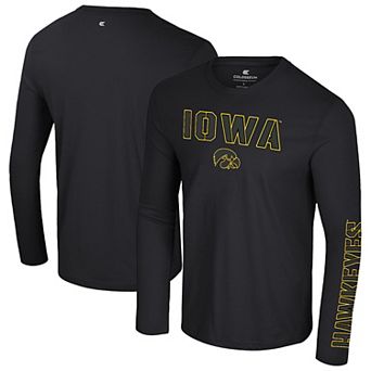 Men's Colosseum Black Iowa Hawkeyes Color Pop Active Blend Long Sleeve T-Shirt