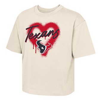 Girl's Youth Outerstuff Cream Houston Texans Spray Heart T-Shirt