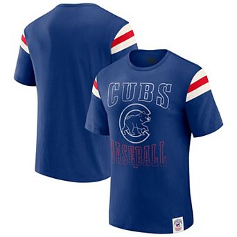 Men's Darius Rucker Collection by Fanatics Royal Chicago Cubs Distressed Sleeve Stripe T-Shirt