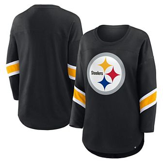Women's Fanatics Black Pittsburgh Steelers Redzone Clear Dimple Long Sleeve 3/4-Sleeve T-Shirt